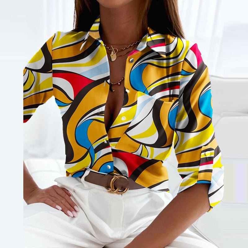 Whitney - Blouse met omlaaggevouwen kraag