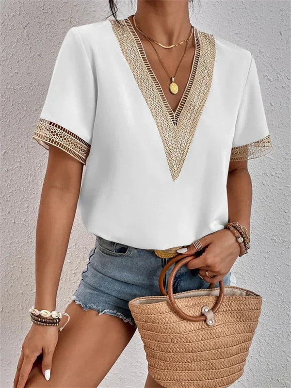 Noraly - V-hals Kant Top