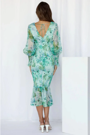 Selinay - Elegante Midi Jurk met Bloemenprint