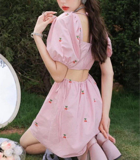 Zina - Zomerjurk Roze met Halfopen Rug