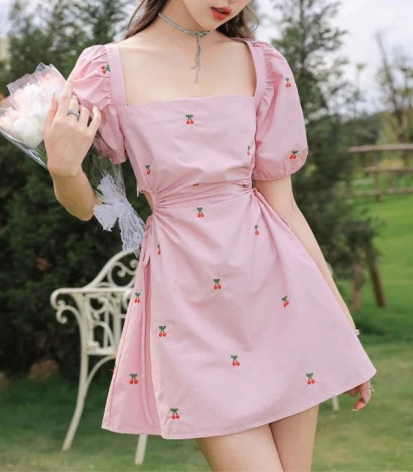 Zina - Zomerjurk Roze met Halfopen Rug