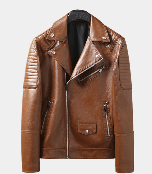 Liam - Leren look jas met rits voor heren