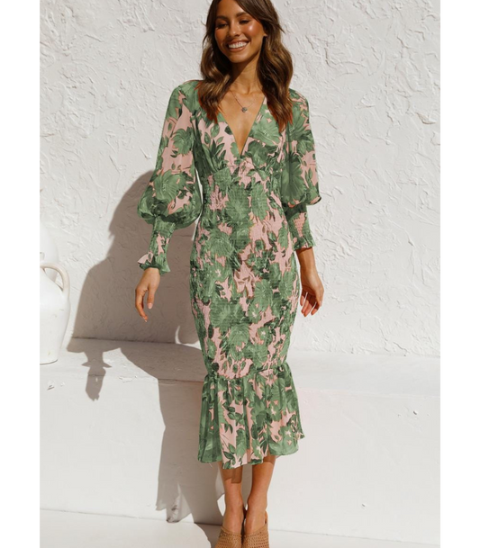 Jailyn- Zomerse V-hals jurk met bloemenprint voor dames