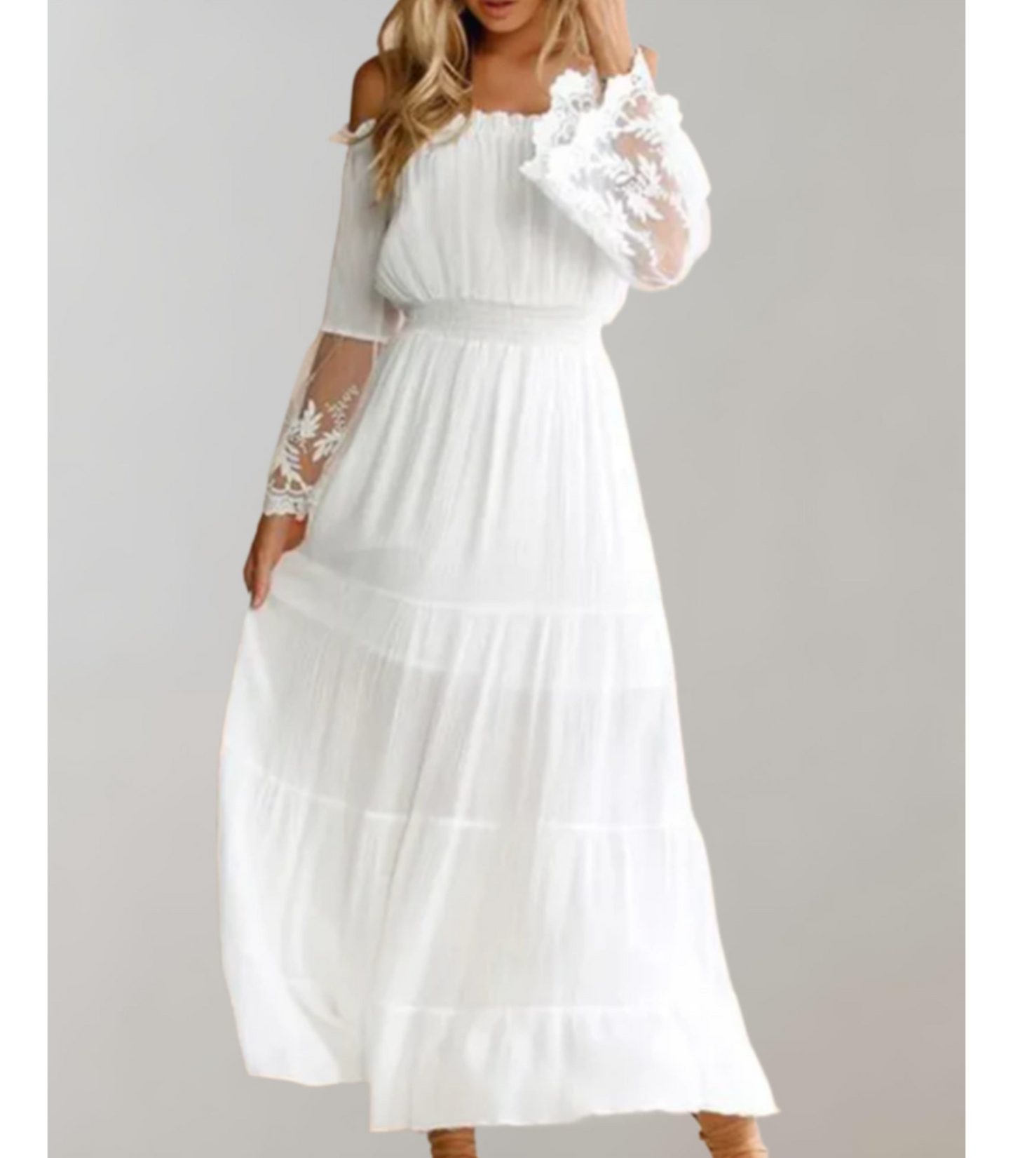 Kiki - midi jurk met lange mouwen en tailleband