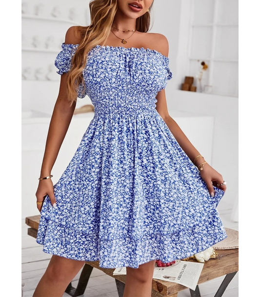 Aster - Off shoulder zomerjurk