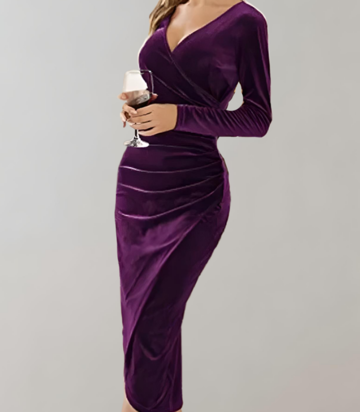 Bella  - Fluwelen Bodycon Midi-Jurk