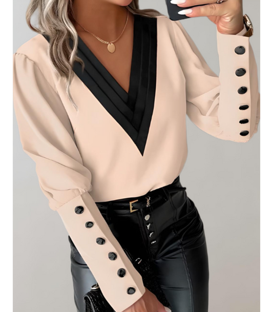 Mara - longsleeve top met V-hals