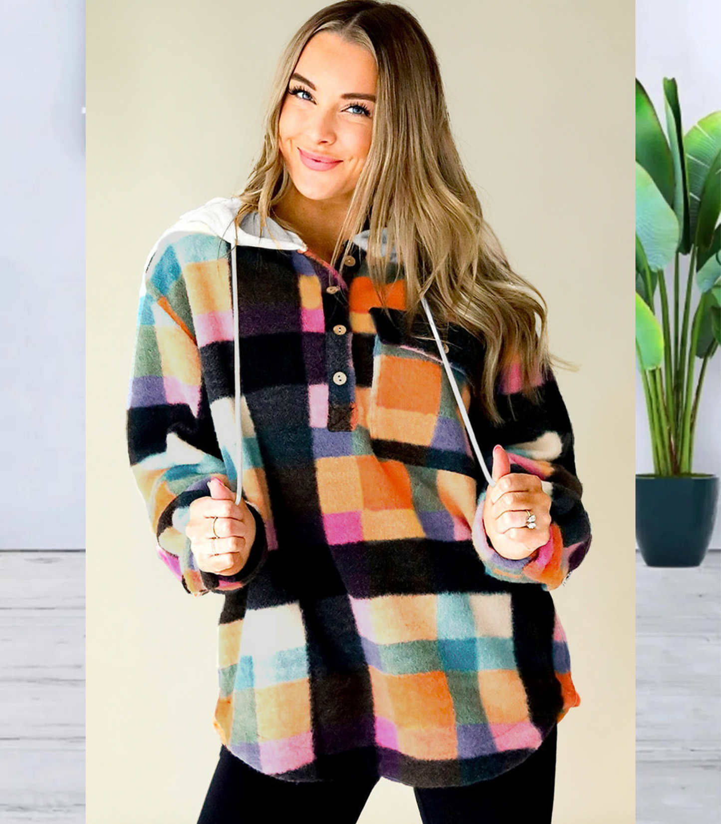 Marit - Multicolour geruite hoodie