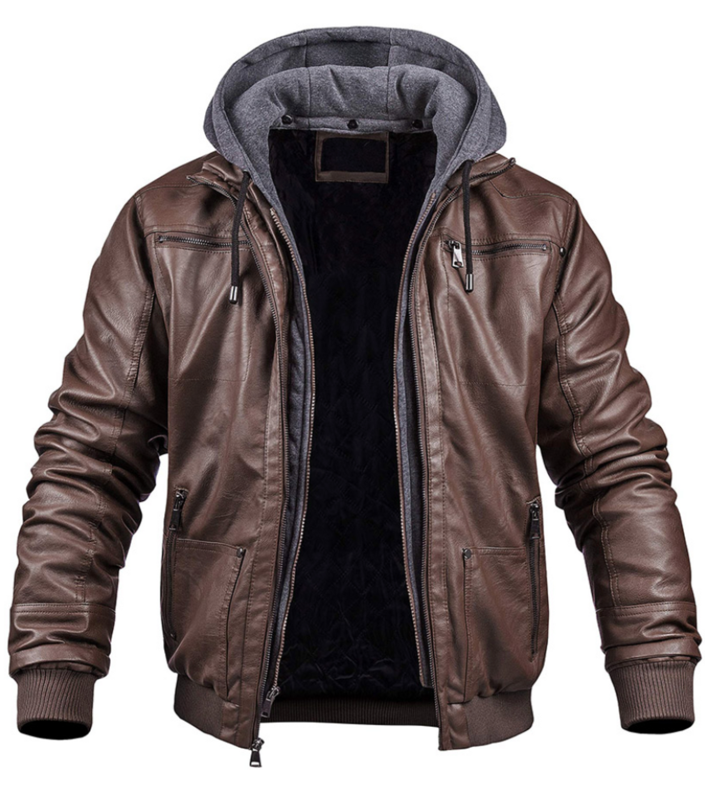 Jackson - leather-look winter coat with hood