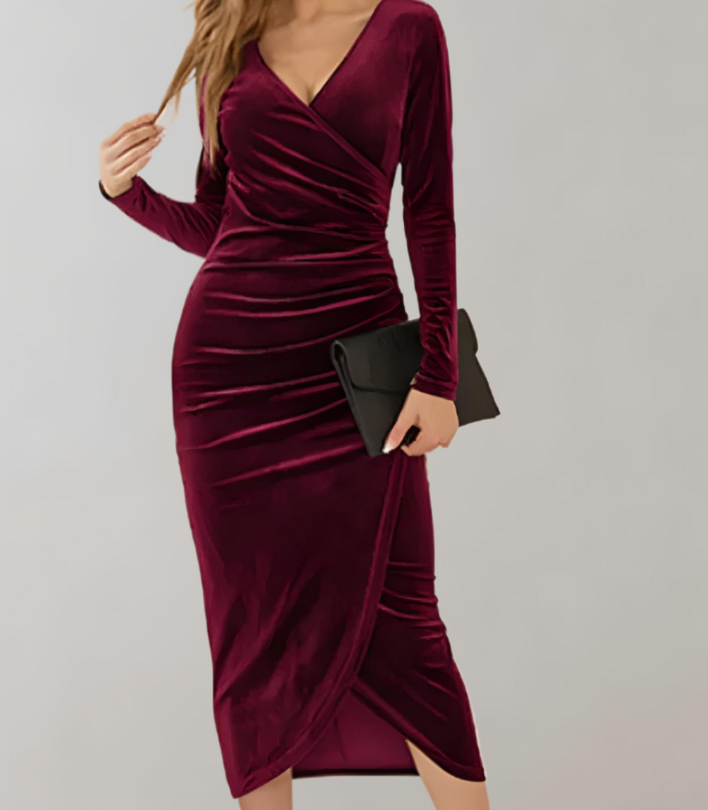 Bella  - Fluwelen Bodycon Midi-Jurk