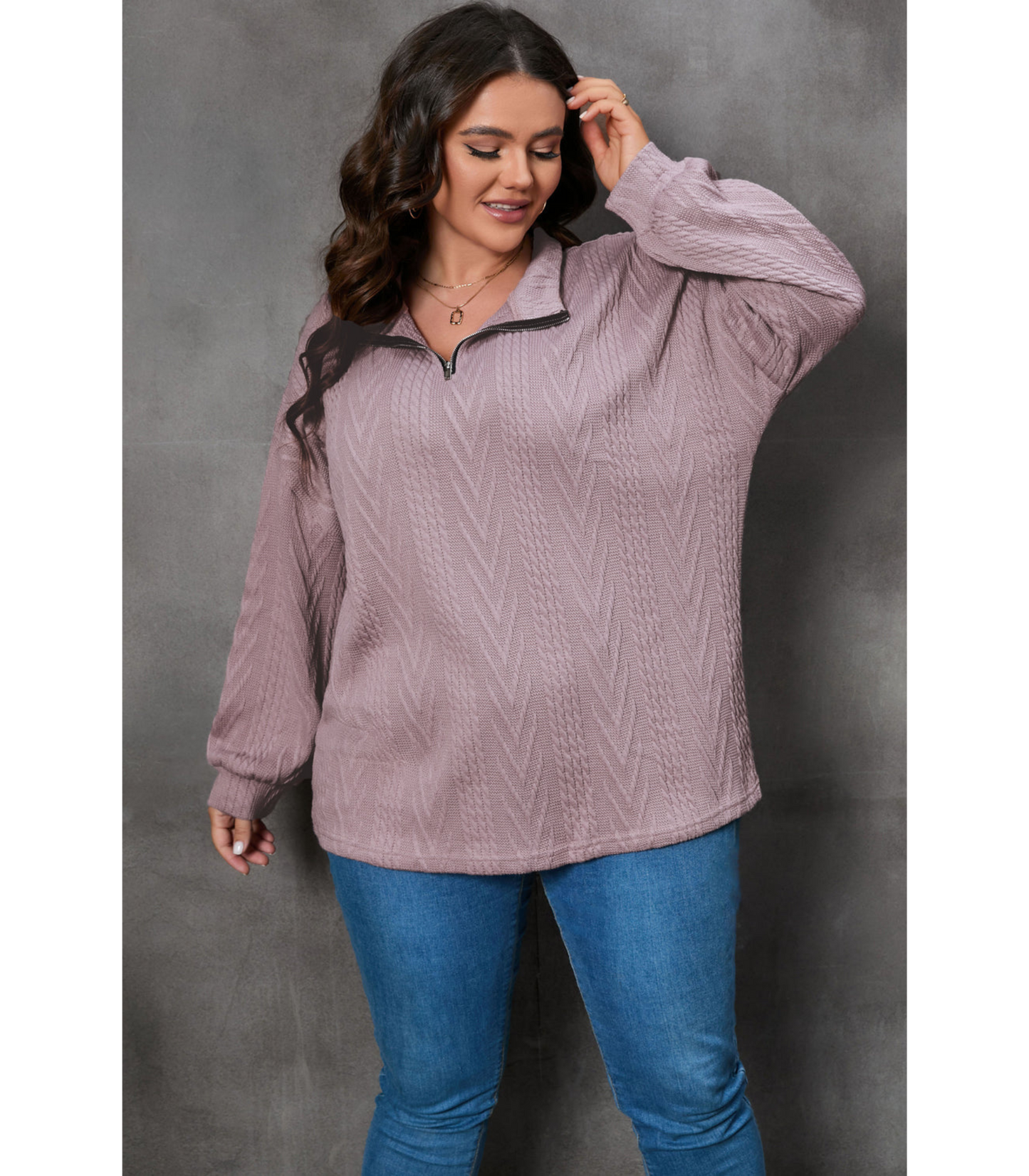 Silje - Oversized pullover met v hals en rits