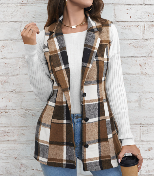 Lynde - geruit vest voor dames