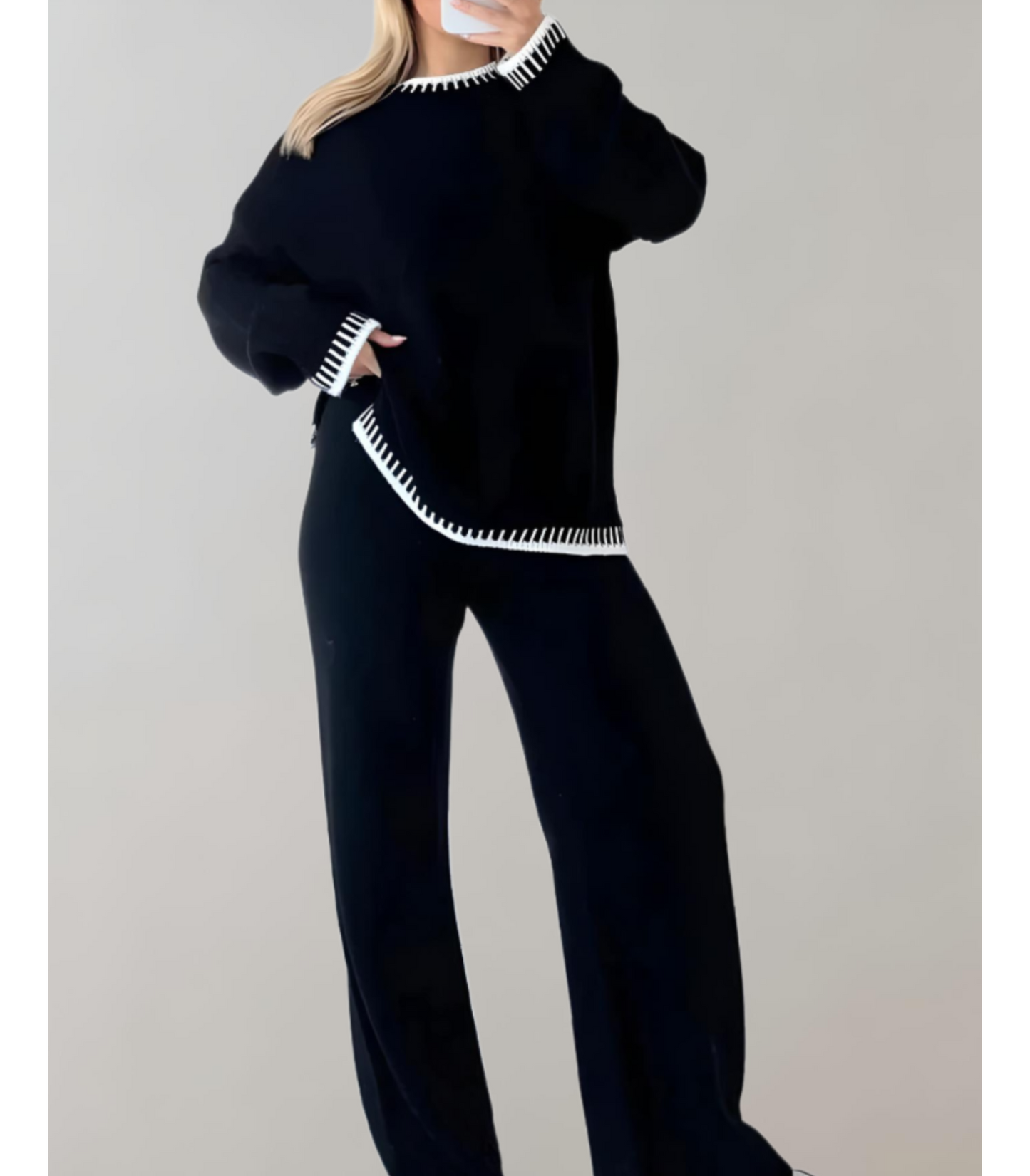 Jolie - tweedelige set met gebreide top en wijde broek