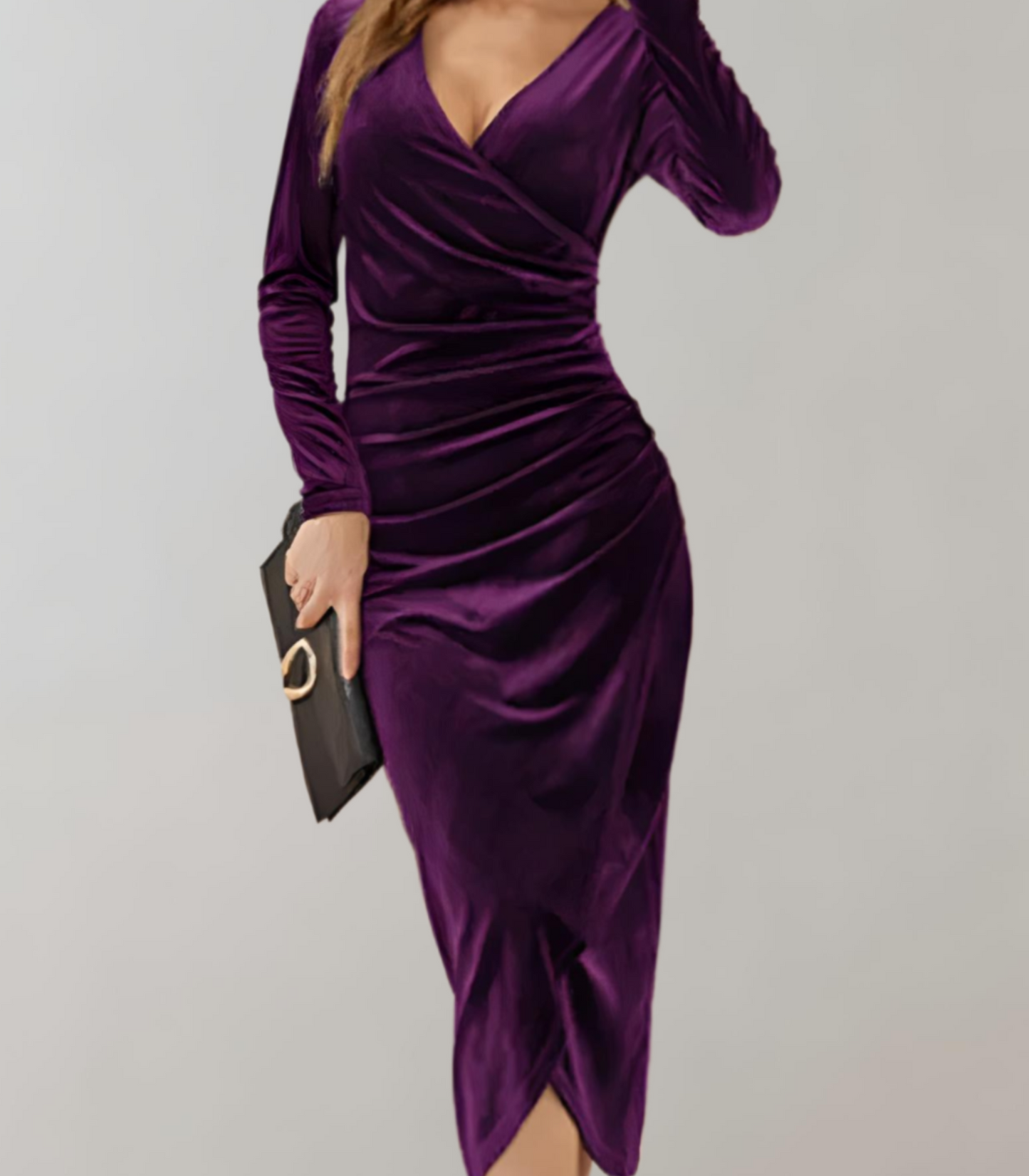 Bella  - Fluwelen Bodycon Midi-Jurk