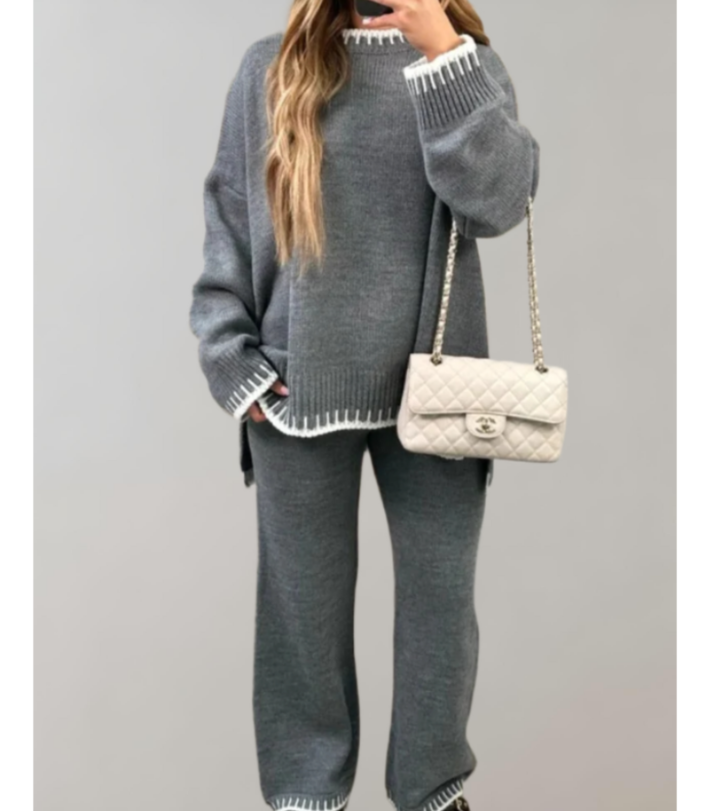 Jolie - tweedelige set met gebreide top en wijde broek