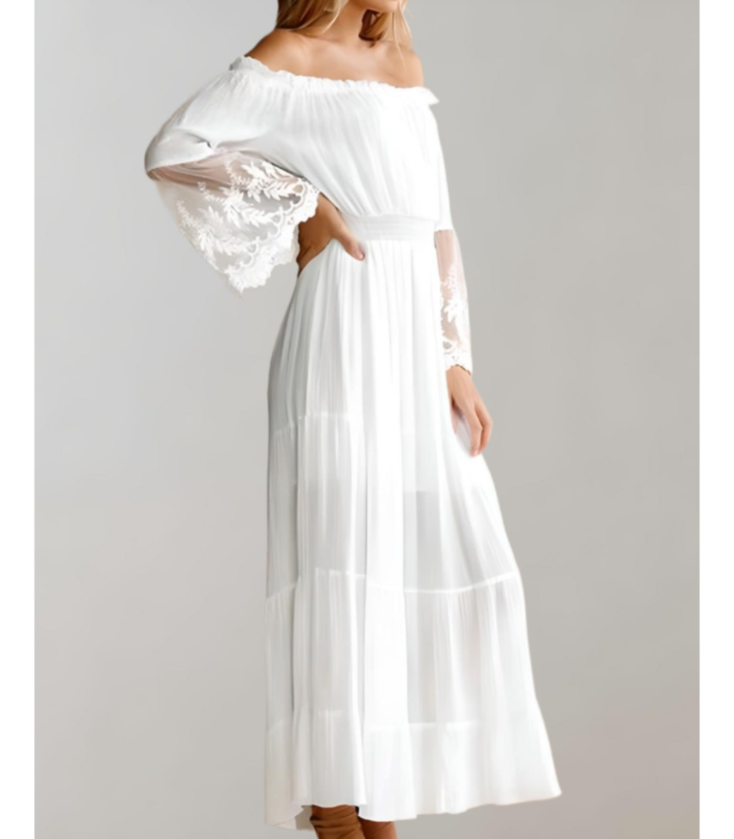 Kiki - midi jurk met lange mouwen en tailleband