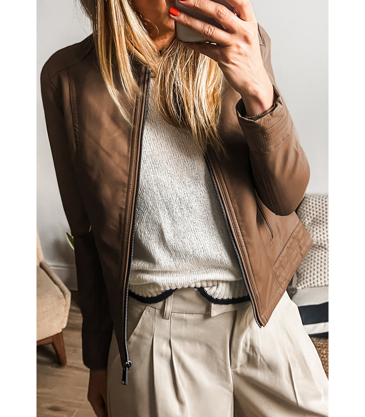 Sakina - Lerenlook jacket