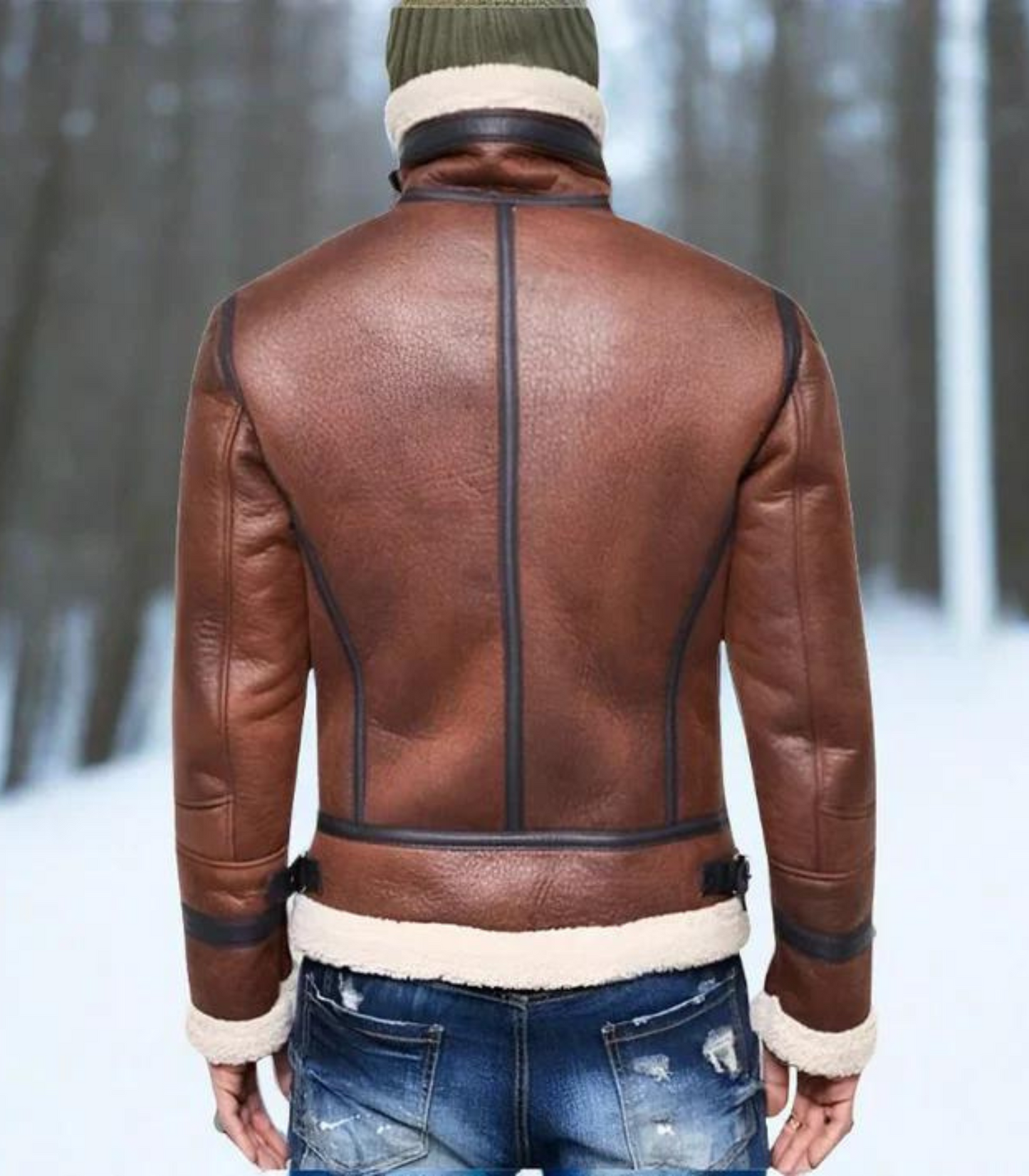 Jeack - lerenlook winterjas wol gevoerd