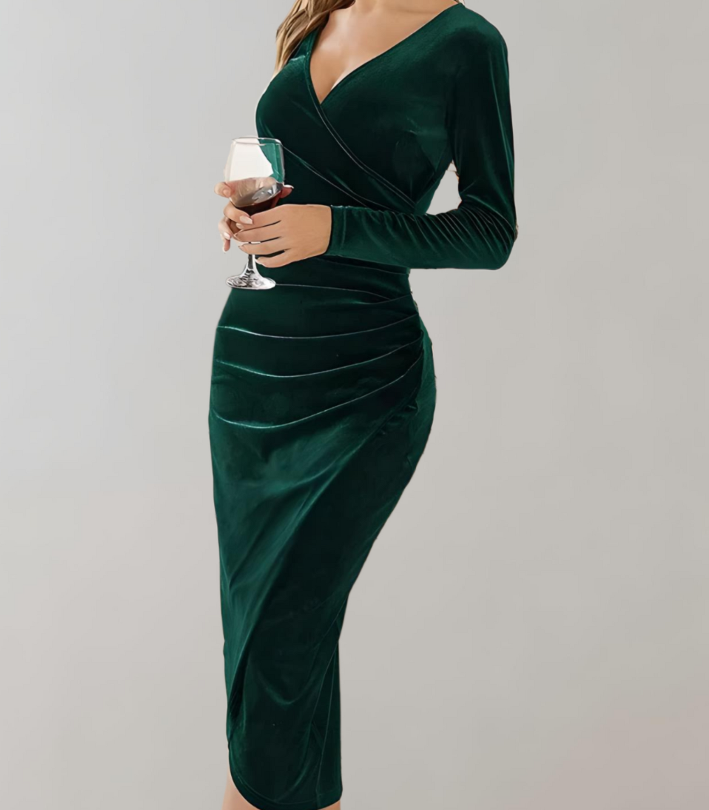 Bella  - Fluwelen Bodycon Midi-Jurk