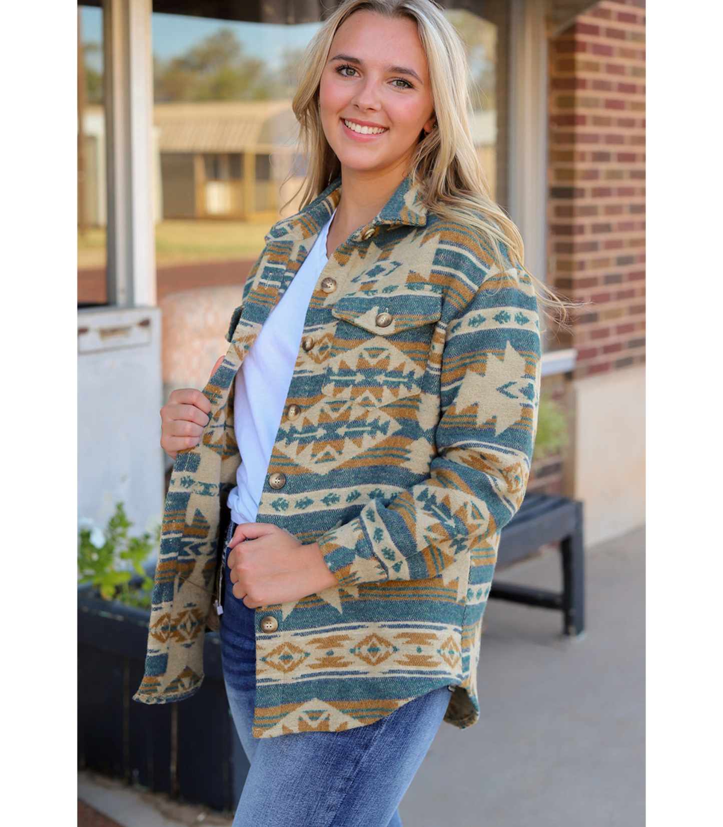 Loena - Lange vest met patroon