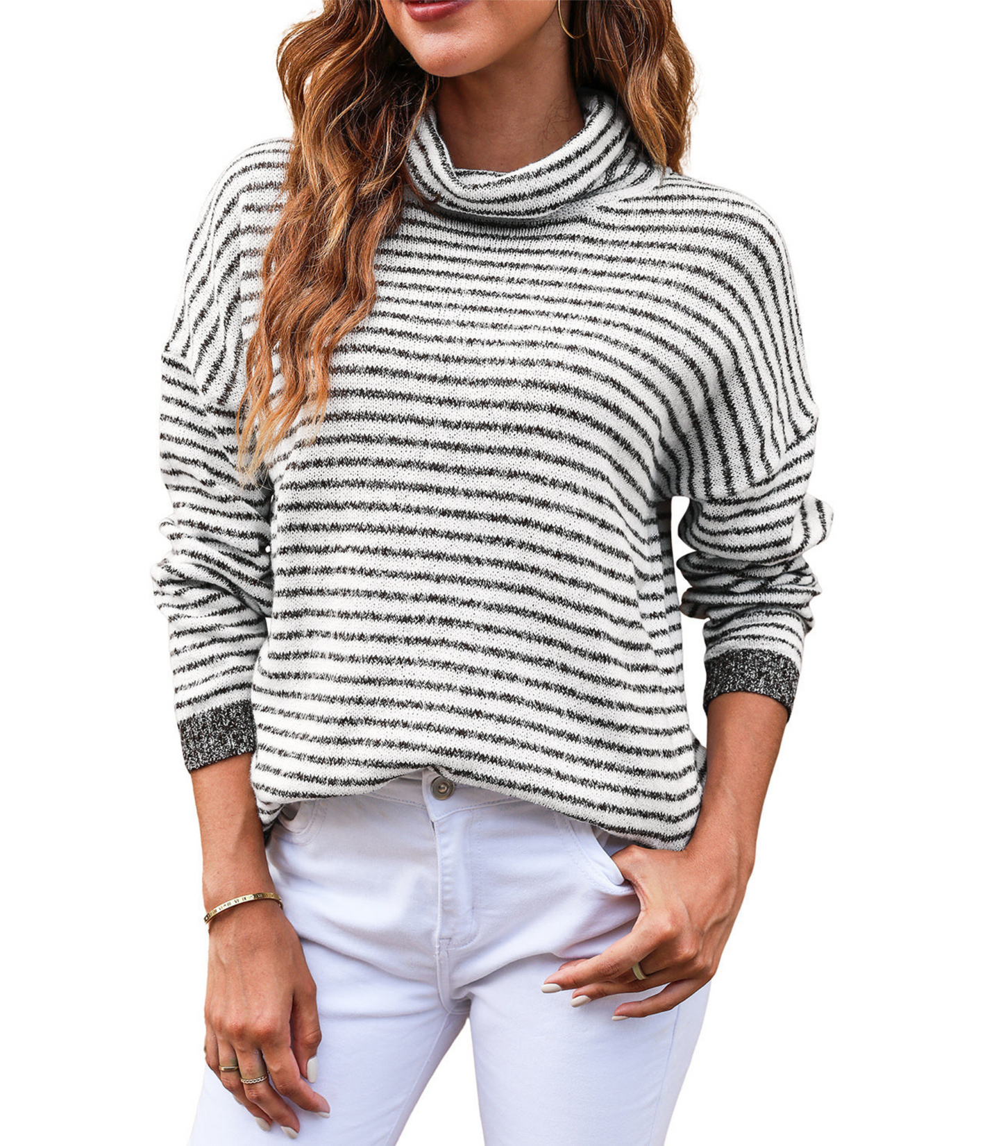 Shirly - Grijs Gestreepte Coltrui