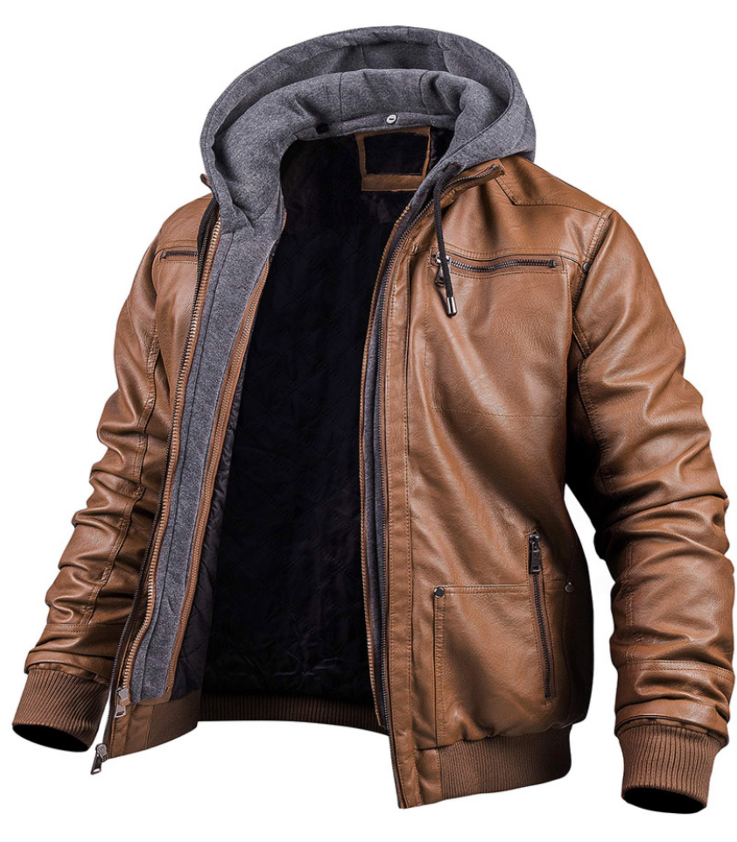 Jackson - leather-look winter coat with hood