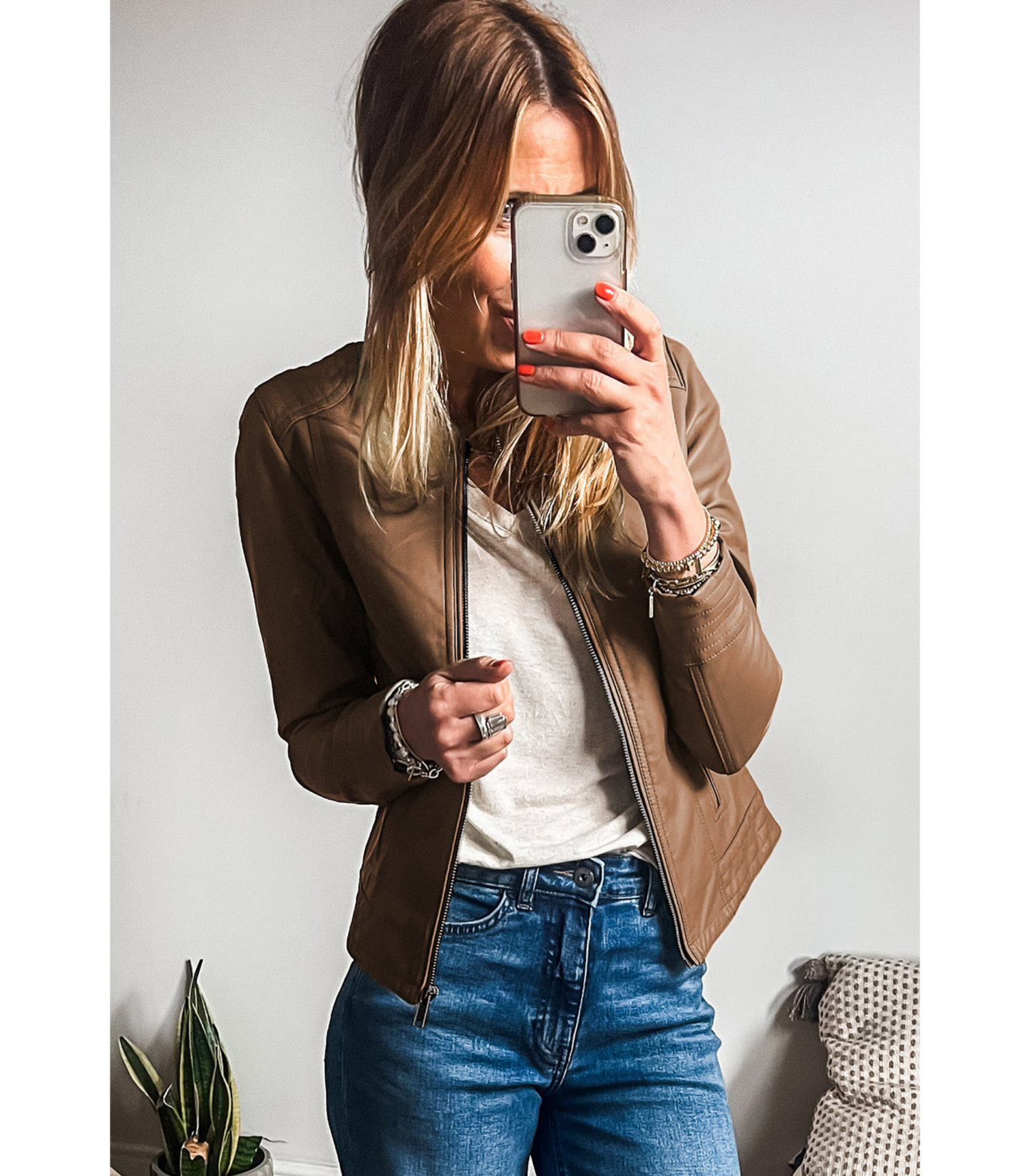 Sakina - Lerenlook jacket