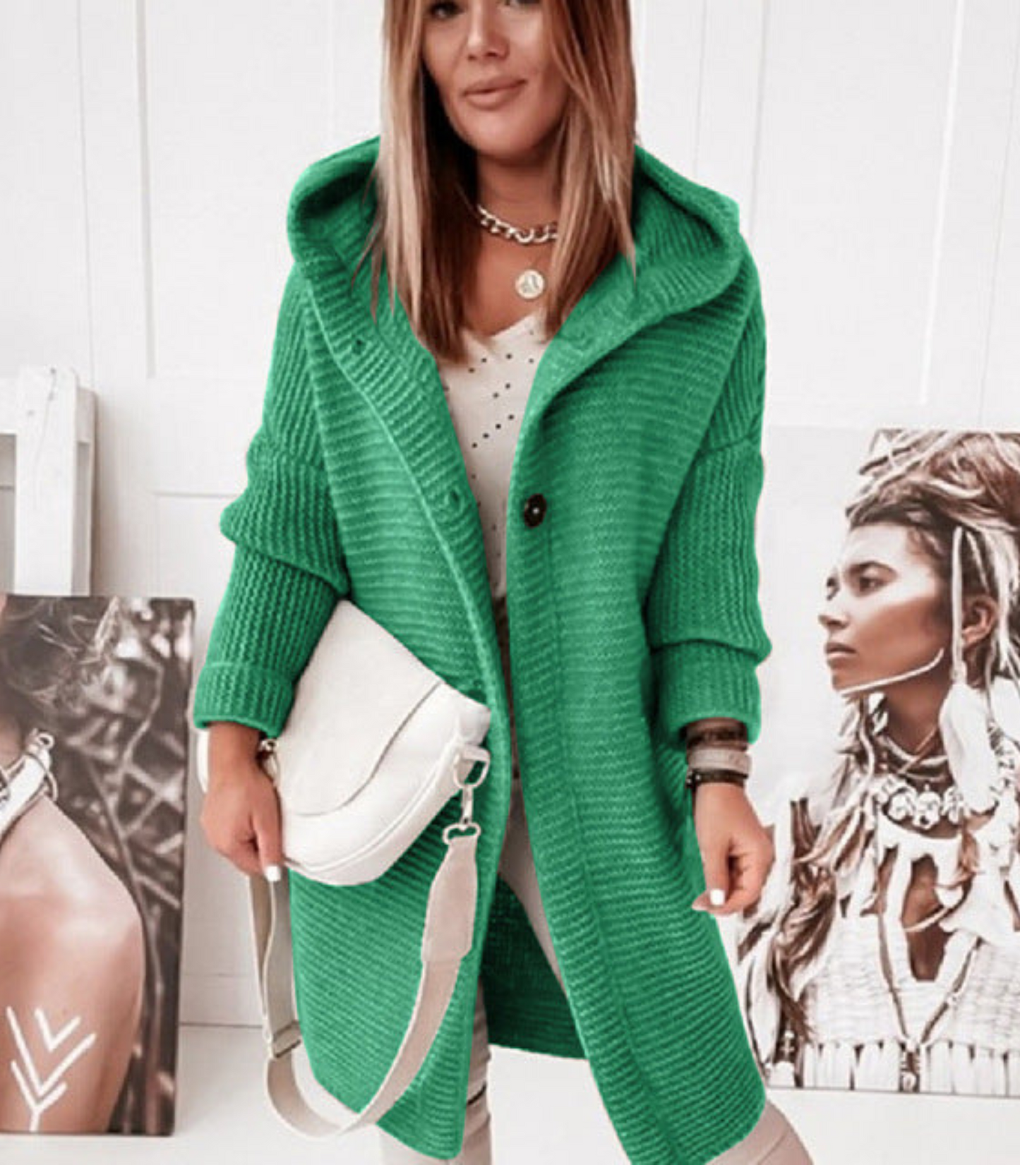 Mirthe  - Gebreid vest met capuchon