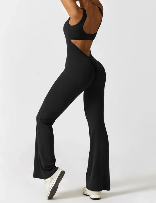 Amerins - Flared V-Back Jumpsuit