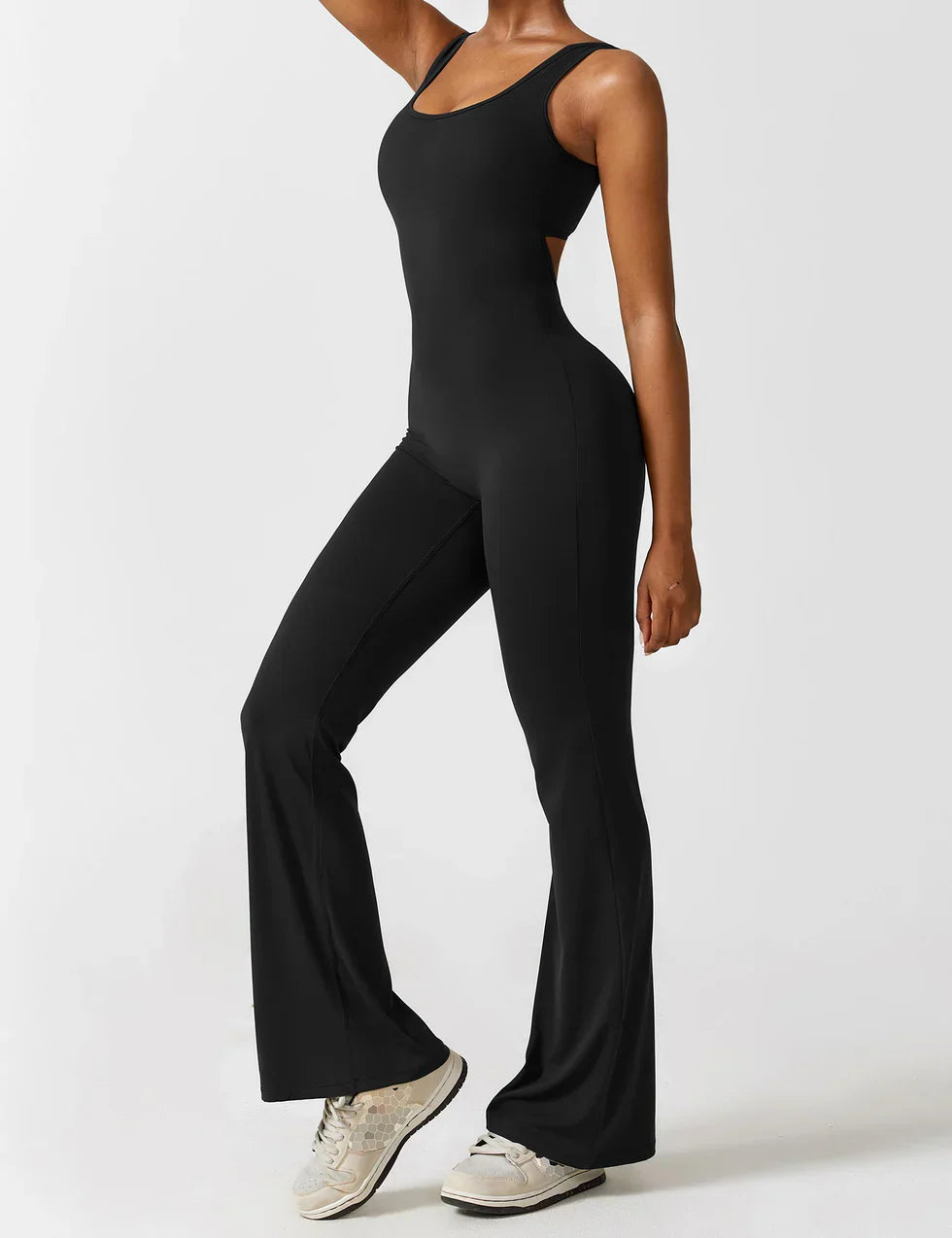 Amerins - Flared V-Back Jumpsuit