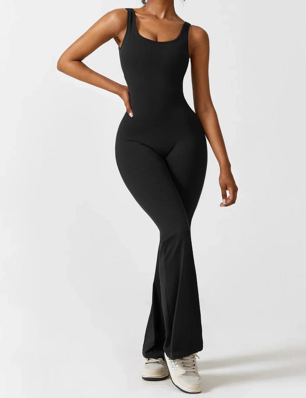 Amerins - Flared V-Back Jumpsuit