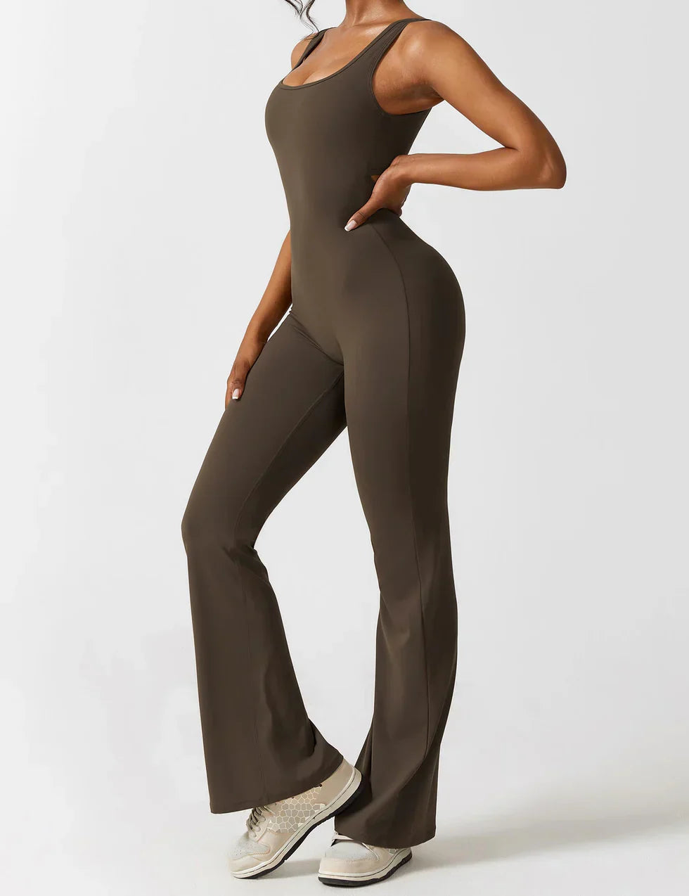 Amerins - Flared V-Back Jumpsuit