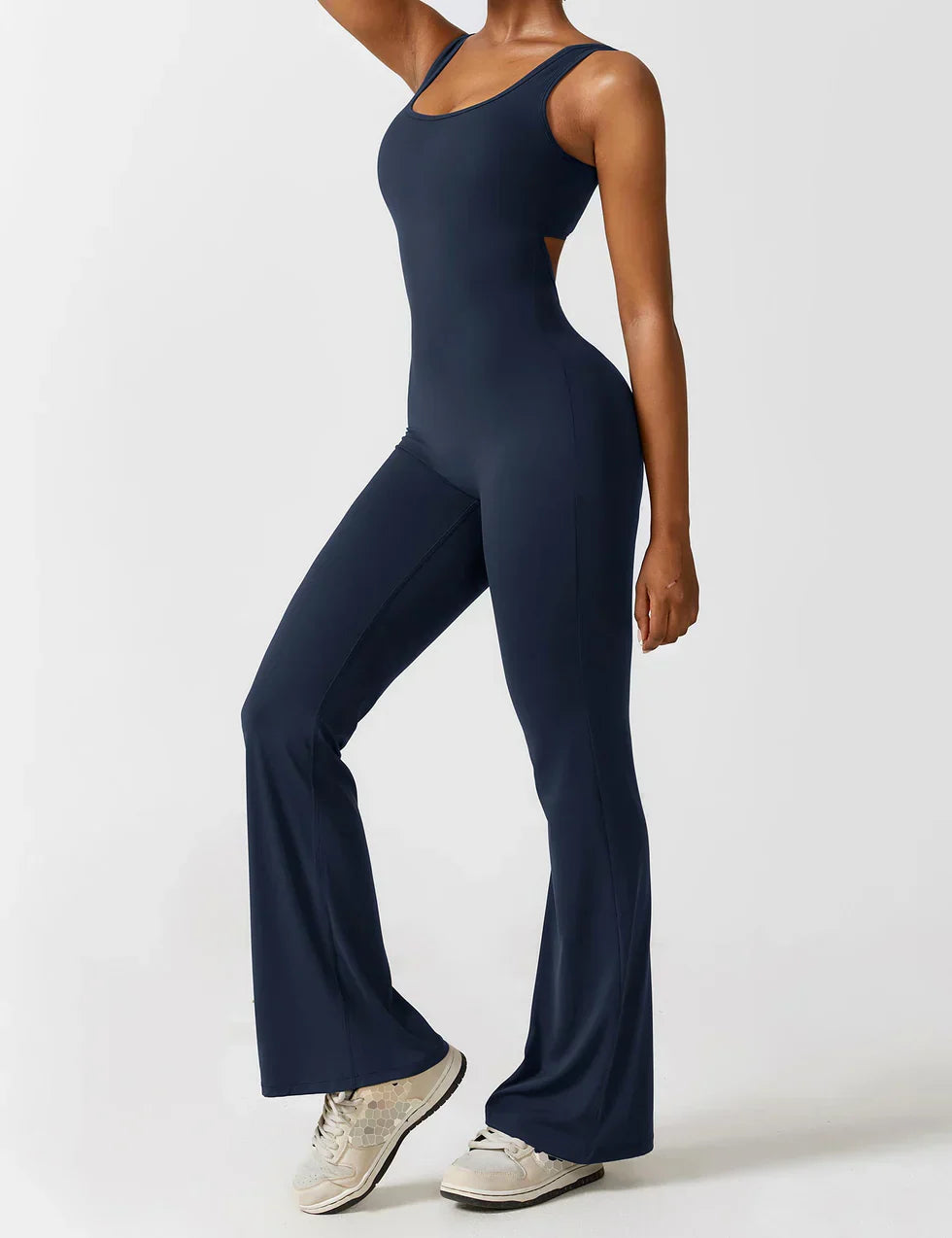 Amerins - Flared V-Back Jumpsuit