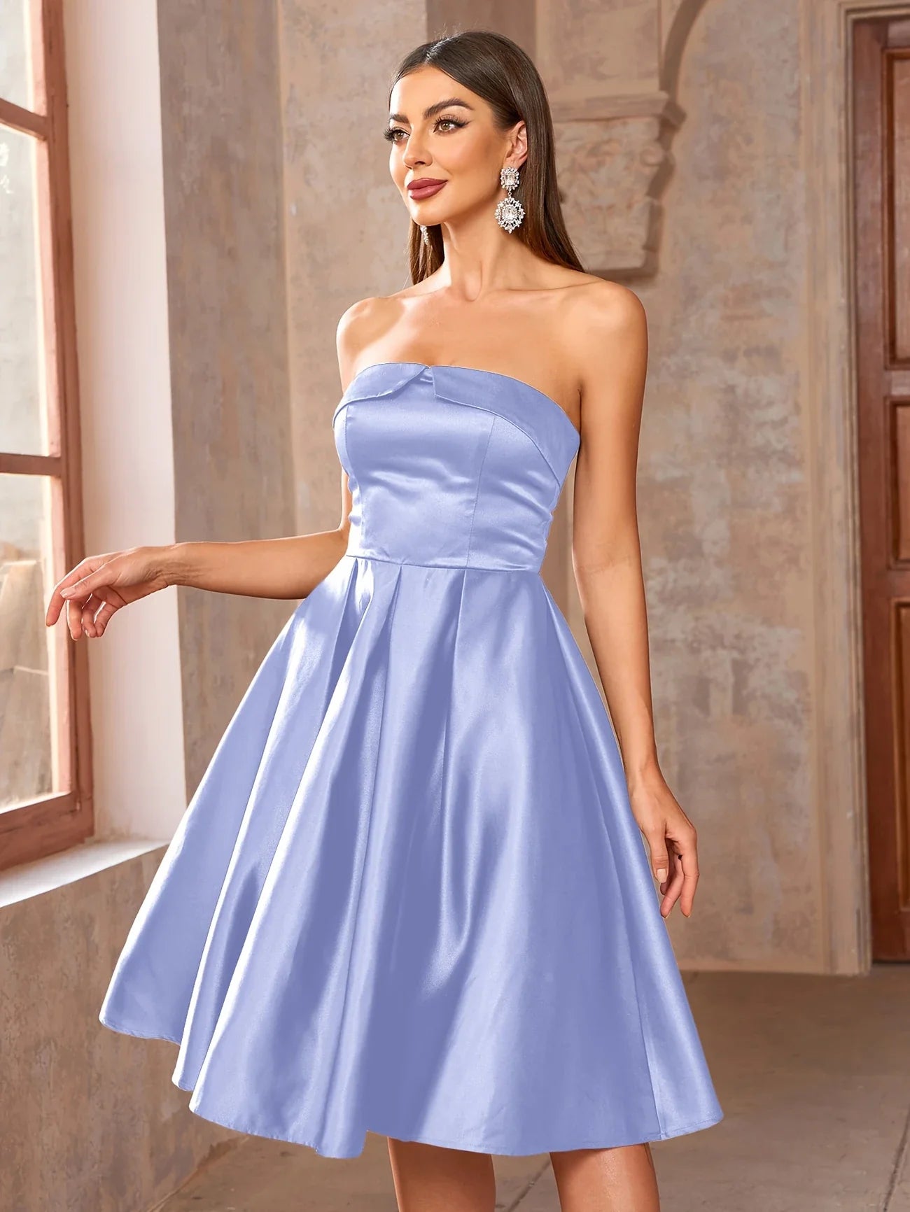 Annamaria - Strapless Satijnen Jurk offsholder