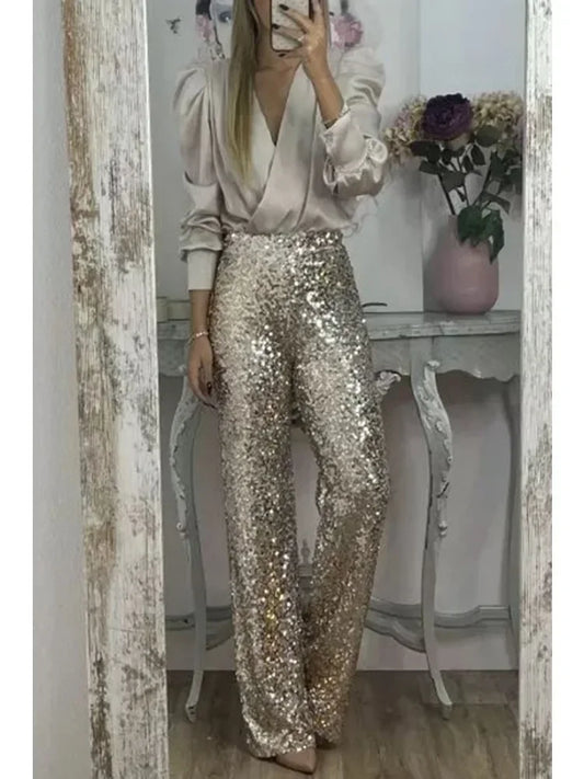 Annefloor - elegante pailletten feestbroek