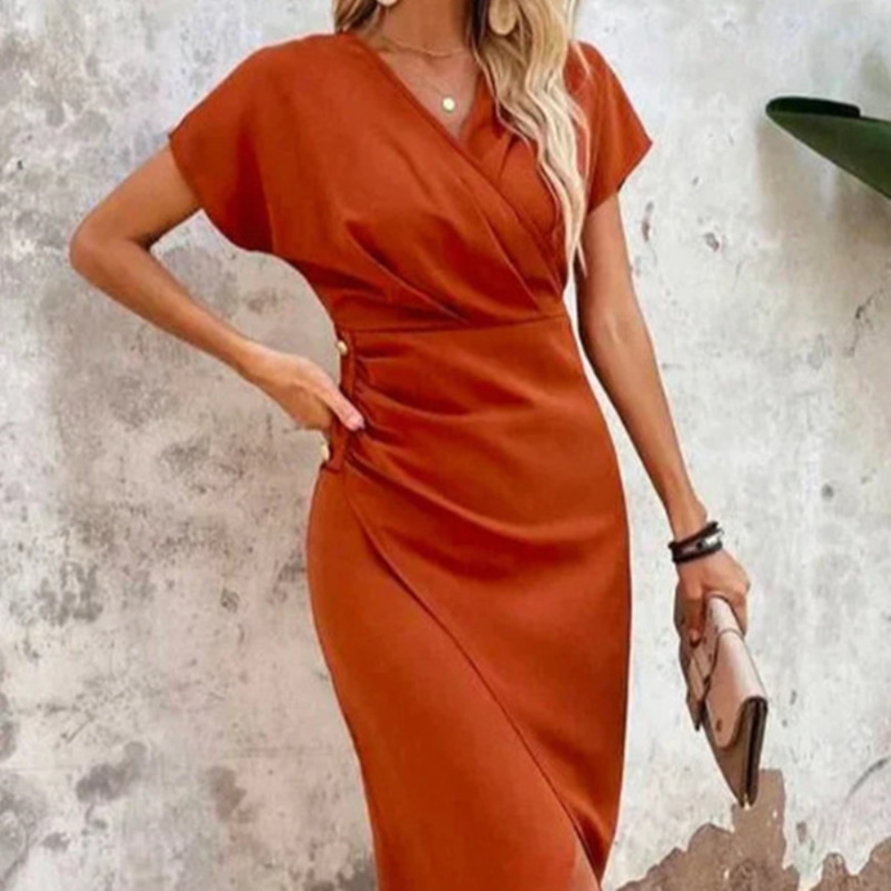 Anya - Tijdloze V-hals Midi met een moderne zomerse twist