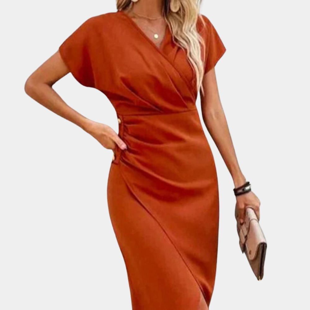Anya - Tijdloze V-hals Midi met een moderne zomerse twist