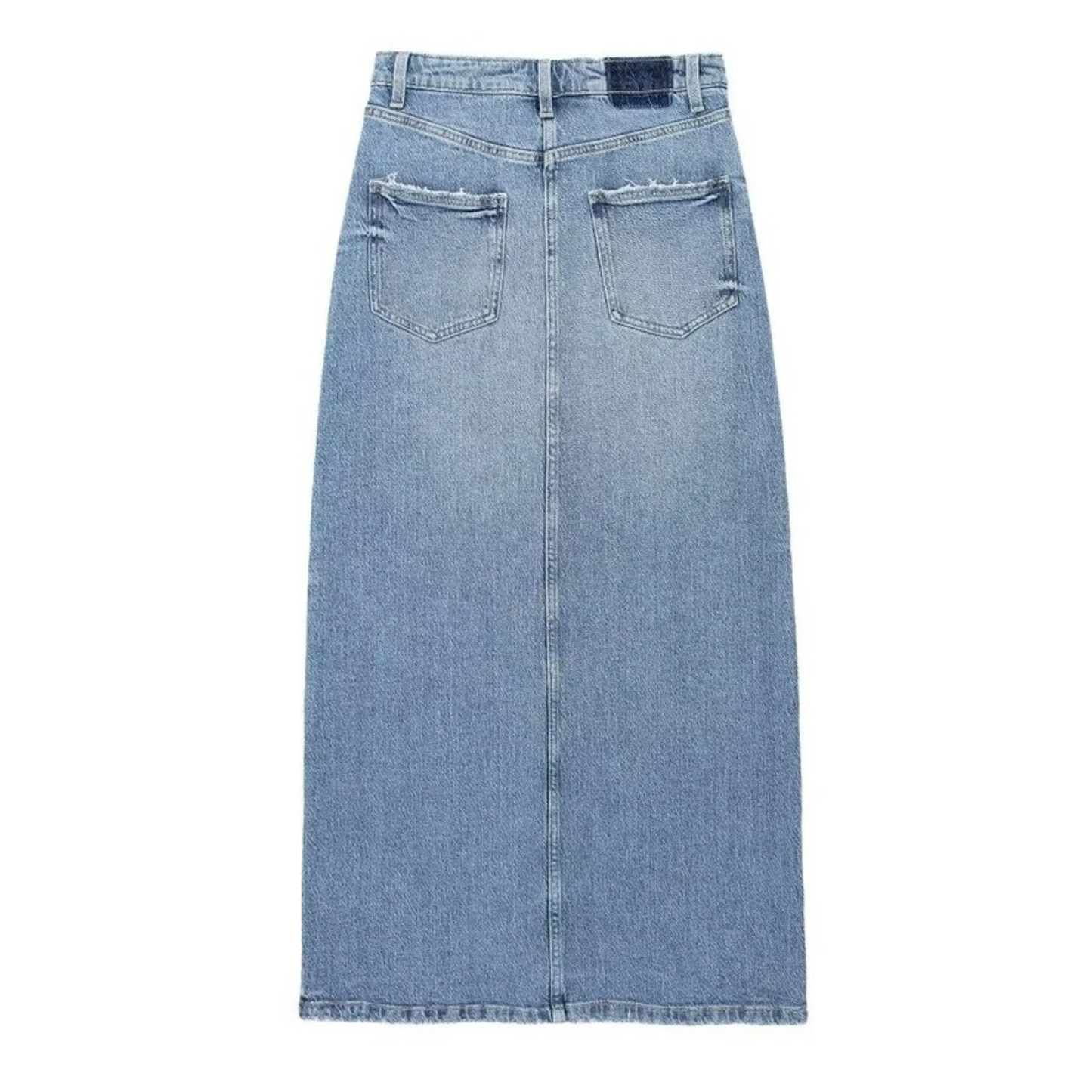Birke - Hoge taille lichtblauwe lange spijkerrok