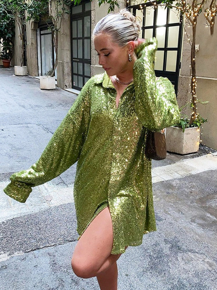 Charlaine - Trendy Oversized Blouse met Glittereffect