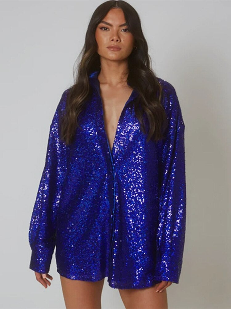 Charlaine - Trendy Oversized Blouse met Glittereffect