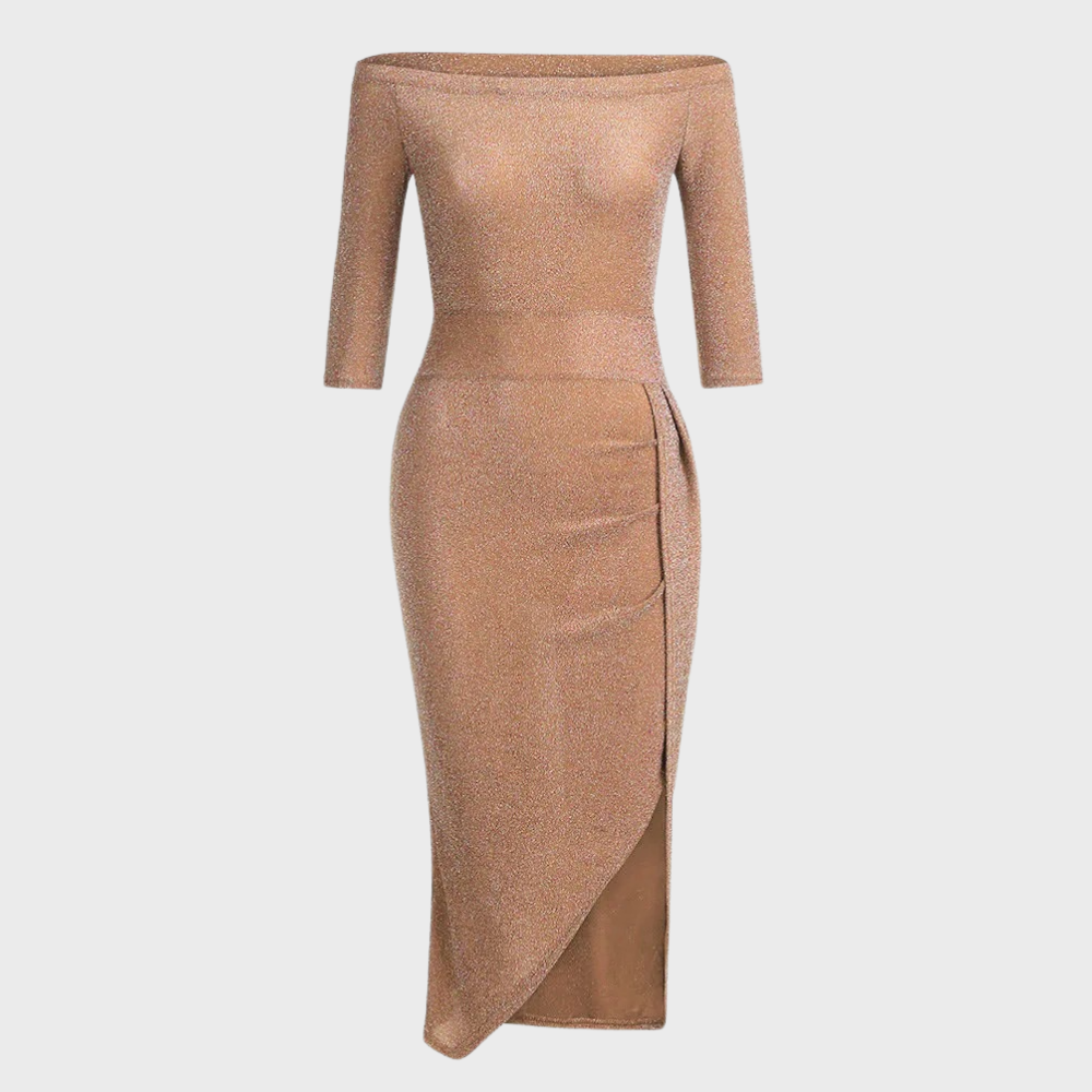 Chaya - glitterjurk met off-shoulder