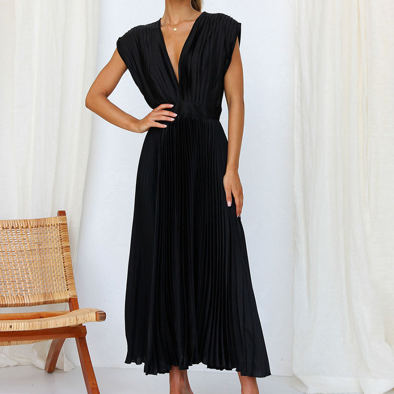 Chrissy - Damesjurk met mouwloze V hals Maxi Gala