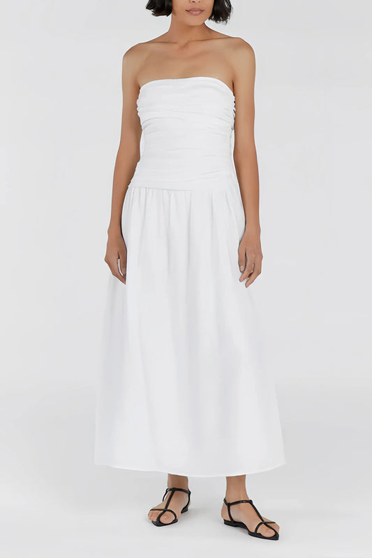 Dasha - Trendy Strapless Midi Jurk