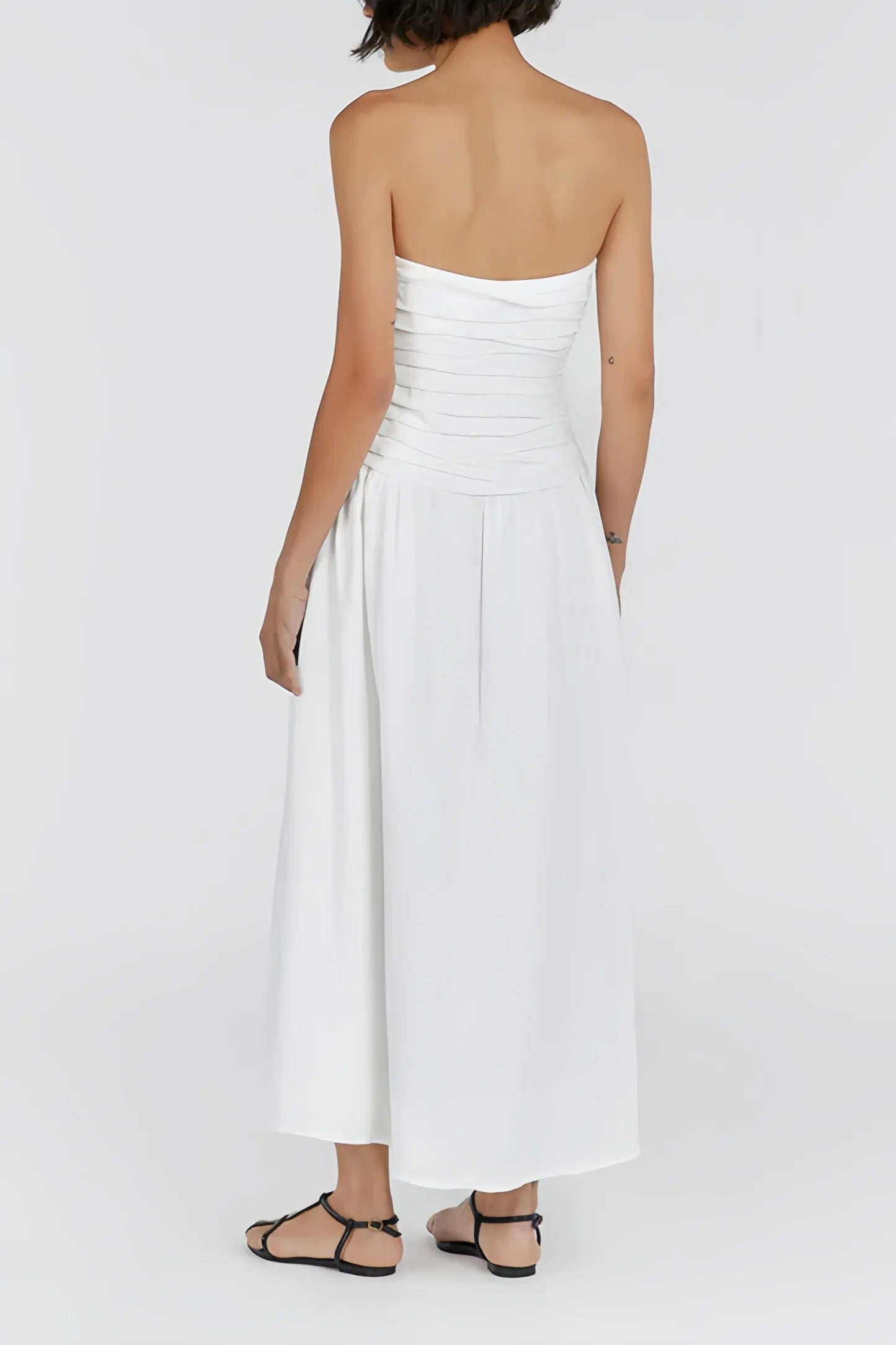 Dasha - Trendy Strapless Midi Jurk