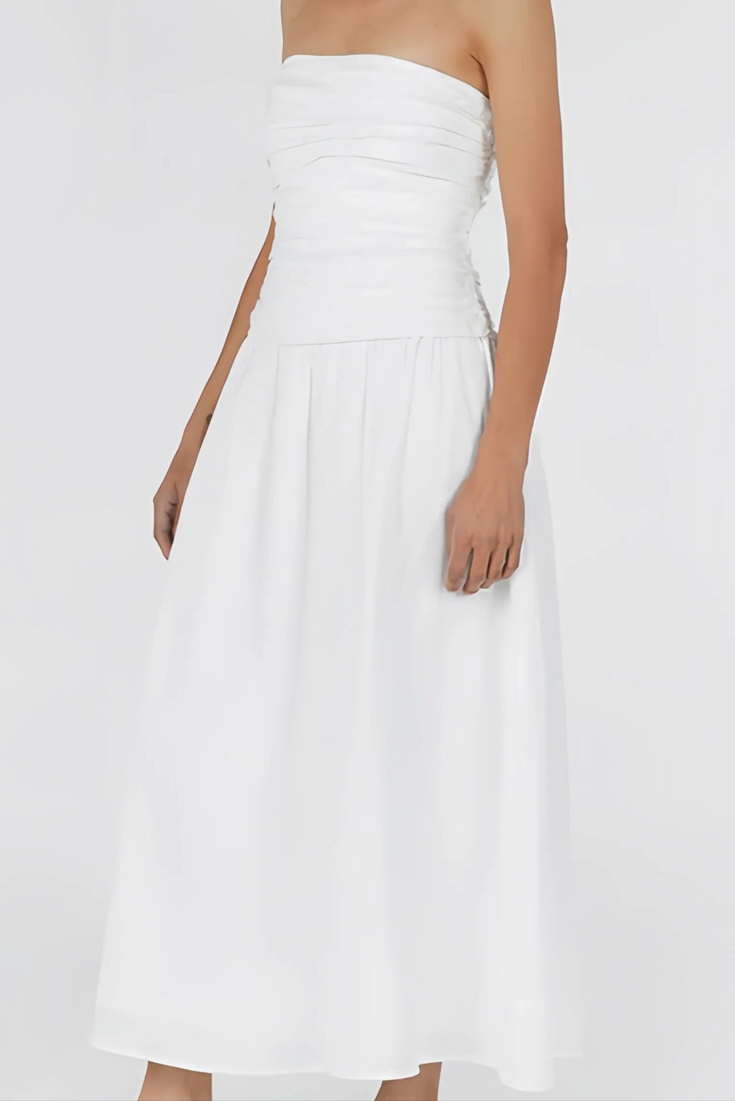 Dasha - Trendy Strapless Midi Jurk
