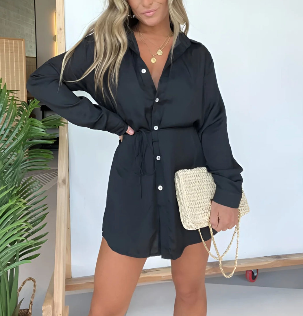Davita - Satijnen Blouse En Shorts Set