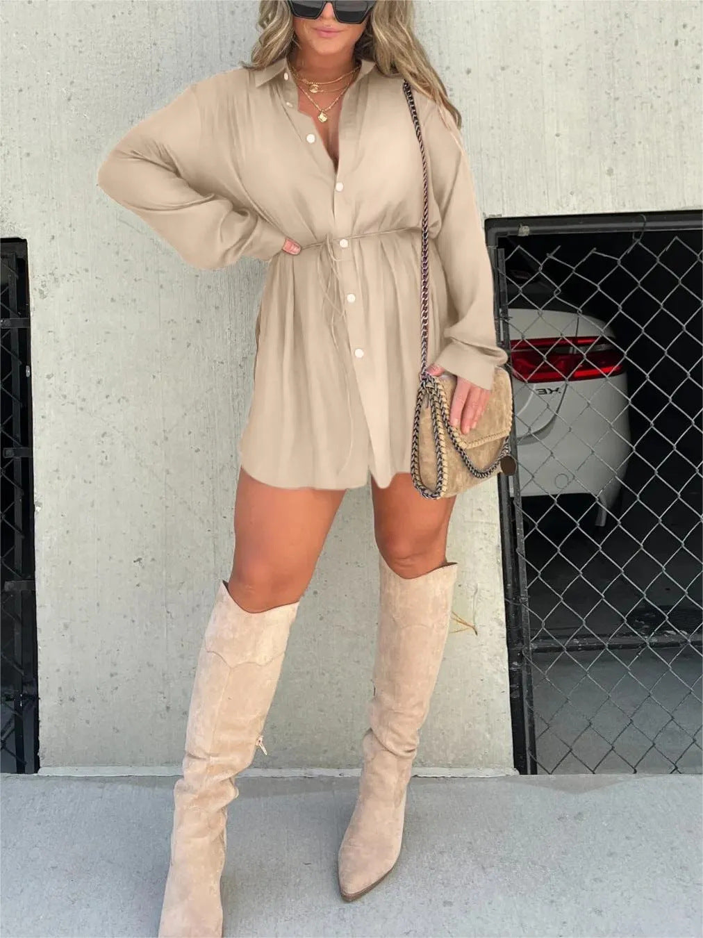 Davita - Satijnen Blouse En Shorts Set