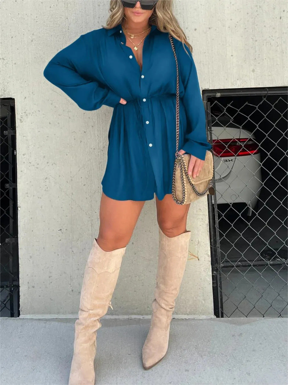 Davita - Satijnen Blouse En Shorts Set
