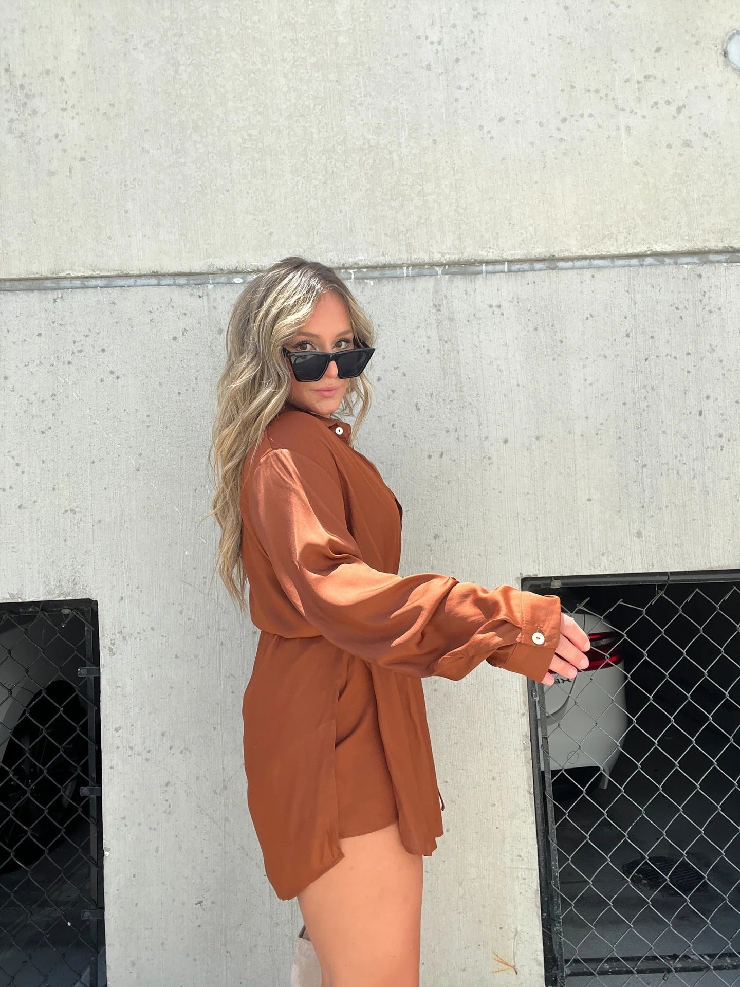 Davita - Satijnen Blouse En Shorts Set