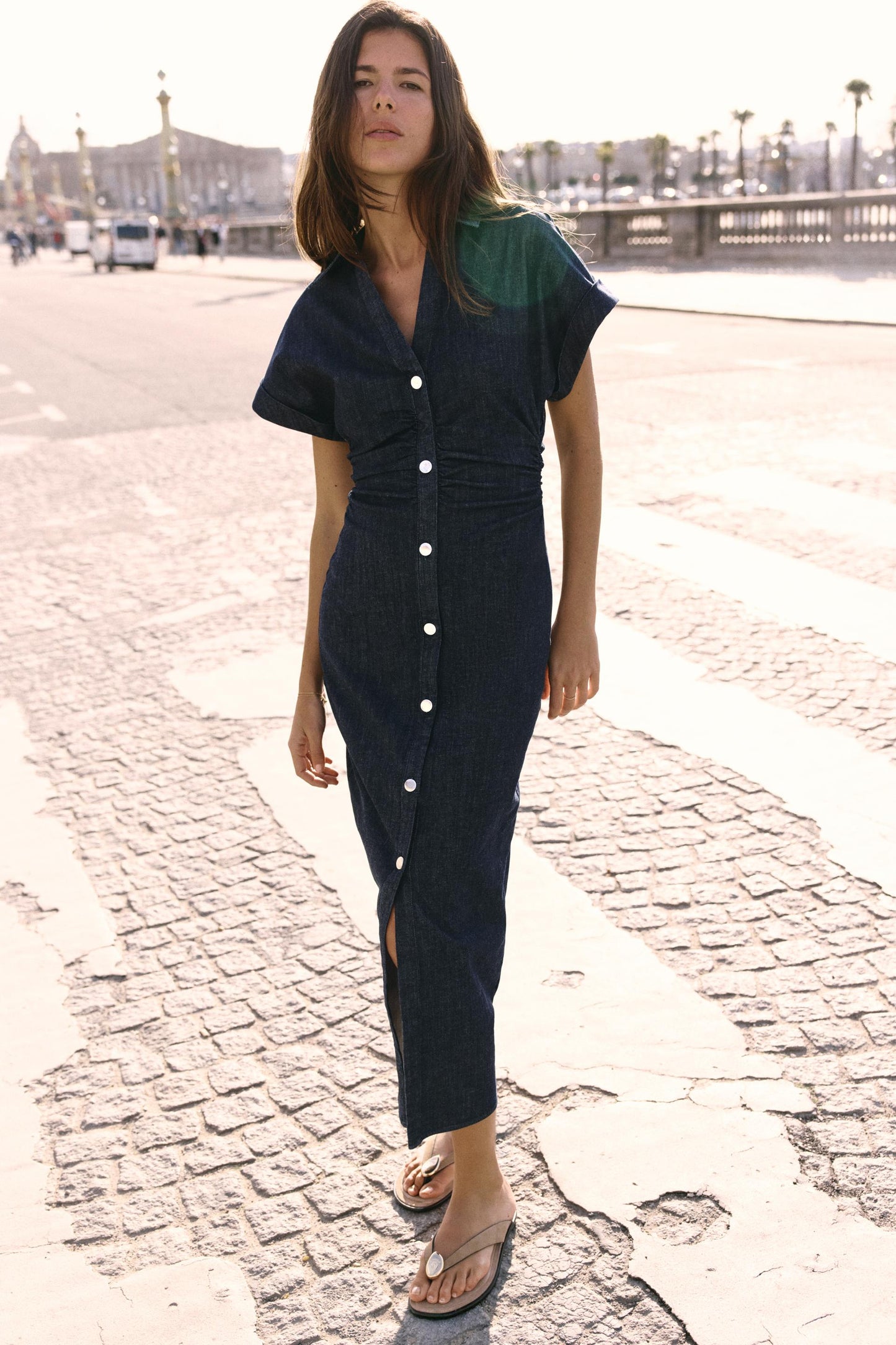 Deirdre - Denim jurk met knoopsluiting